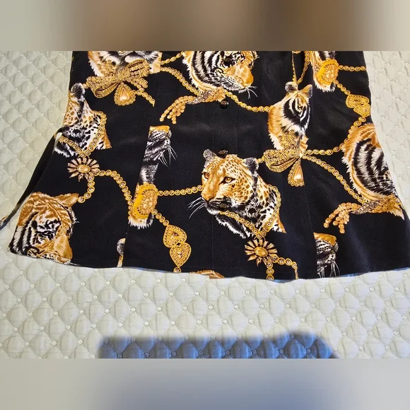 Escada Black Silk Tiger Print Sleeveless Blouse Size 36 - Picture 5 of 7